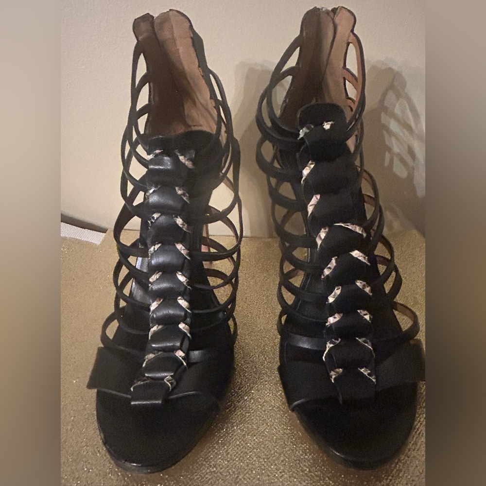 Coach Josef Snake Print Braided Gladiator Heels - Picture 3 of 14